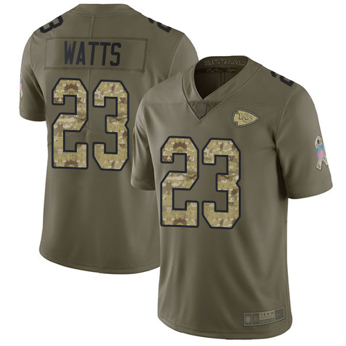 Men Kansas City Chiefs #23 Watts Armani Limited Olive Camo 2017 Salute to Service Football Nike NFL Jersey->women nfl jersey->Women Jersey